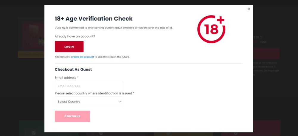 Vuse Age verification 2